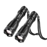 2 Pack LED Flashlight, Hictech 1600 Lumens E6 Brightest Tactical Flashlight Outdoor Handheld Zoomable Flashlight with 5 Modes ,Adjustable Focus Torch , Water Resistant Lamp