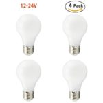 A19 E27 LED Bulbs,Low Voltage AC DC 12V-24V 4W,Solar Powered Lamp A60,40W Traditional Light Equivalent,400Lumen 360 Degree for RV Camper Marine,Warm white 3000K,4 Pack