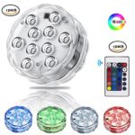 Submersible LED Light, LEShop 10 LED RGB Waterproof Battery Powered Lights with IR Remote Controller for Aquarium, Vase Base, Pond, Swimming Pool, Garden, Party, Weeding, Christmas, Halloween (1)