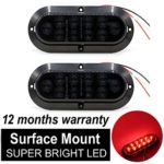 TMH ( Pack of 2 ) 6″ 10 LED Surface Mount Oval Smoked Lens / Red Light Turn Signal Side Marker Tail LED Light for Truck Trailer Trail Bus 12V DC
