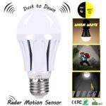 Dusk to Dawn LED Motion Sensor Light Bulb,100 Watt Equivalent (9W) A19 E26 Radar LED Sensor Night Light Soft White(2700K) for Bedroom,Stair,Garage,Backyard,Doorway
