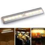 GEREE 10 LED PIR Sensor Closet Light , Portable Wireless Wall Stairs Night Light/Drawer/the wardrobe Light with Magnetic Strip Stick-on Anywhere Battery Operated , Warm White