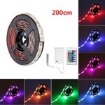 SOLMORE LED Strip Lights, RGB 6.6ft 60 LED Battery Waterproof Flexible Rope Ribbon Lights TV Backlight Battery-powered with Wireless Remote Control,Decoration Lights for DIY Party Living Room 200cm