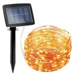 AMIR Solar Powered String Lights 150 LED, 2 Modes Steady on/Flash Copper Wire Lights, Indoor/Outdoor Starry String Lights, Waterproof Solar Decoration Lights for Gardens, Homes, Parties (Warm White)