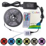 Gichee 16.4ft LED Strip Lights, LED Ribbon, DC 12V, Rope Light, SMD 5050, Flexible 44 key IR Remote Controller, Waterproof, DIY Christmas Holiday Home Kitchen Car Bar Indoor Party Decoration (RGB)
