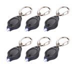 6 Pack Mini LED Flashlight Keychain Ultra Bright Key Ring Light Torch with Hook (Black)