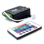 HitLights LED Light Strip Music Controller 12V-24V, Sound Activated – Includes 24 key remote, for SMD5050 RGB Multicolor LEDs