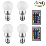 KOBRA LED Bulb Color Changing Light Bulb with Remote Control (4-Pack)16 Different Color Choices Smooth, Flash or Strobe Mode- Premium Quality & Energy Saving Retro LED Lamp