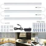 Dimmable LED Kitchen Counter Lights, Touch Switch, Ultra Slim, Under Cabinet Lighting, Under Counter LED Light Bar, 12inch, 4000K, 12V Adapter, LED Counter Light, Closet Lights. (3 Pack)