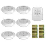 ITMAKE LED Under Cabinet Lighting, Under Counter Kitchen Lighting, LED Puck Lights With Remote Control – Operates On 3 AAA Batteries (6 Pack)