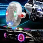 Coohole 1× Car Auto Wheel Hub Tire Solar Color LED Decorative Light Solar Energy Flash Car Parts (Clear)