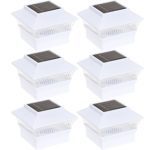 6 Pack Solar Power Square Outdoor Post Cap Lights for 4×4 PVC Posts (White)