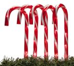 Set of 5 Candy Cane Light-up Electric Driveway Markers Holiday Decorations