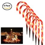 Cane Candy Lights – Outdoor Christmas Yard Lawn Pathway Markers with Garden Stakes – Large Plastic Red and White Lights – Xmas Décor – Party Decoration – 15’’