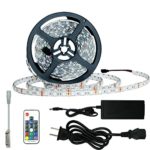 Achivy 16.4ft LED Strip Lights Kit, Color Changing SMD5050 300 LEDs IP65 Waterproof RGB Flexible LED Tape Lights with DC 12V Power Supply and 17Keys RF Wireless Remote (Adhesive Backing)