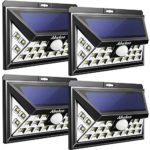 Abakoo 3RD-GEN Solar Light, 24 LEDs Super Bright Outdoor Motion Sensor Solar Powered Lights Wide Lighting Angle (270 Degree) with 3 LEDs Both Side for Wall, Driveway, Patio, Yard, Garden (4 PACK)