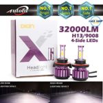 New Arrival Car Headlight Bulb H13 9008 LED 4-Side High-Low Dual Beam Super Bright – 32000/16000 Lumens 6000K Pure Cool White Plug n Play Fog/Head Light Replacement
