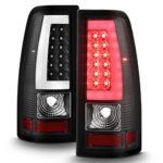 Black 99-02 Silerado Pickup LED Tube Tail Lights Brake Lamp Replacement Driver And Passenger Side