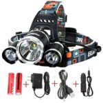 Generic 6000 Lumens Headlamp LED Flashlight Bright Headlight Torch with Rechargeable Batteries and Wall Charger for Hiking Camping Riding Fishing Hunting