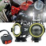 Ourbest Mini U7 LED Motorcycle lights Cree LED Lights Fog Headlights White Driving Daylight With White Angel Eyes Ring With Switch DRL High Low Strobe lights (Pack Of 2)