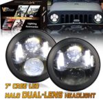 2 Pcs Vplus 7 Inch Led Headlights Hi /Lo Beam 14000LM Daymaker Led H6014 H6024 Headlight Bulbs Jeep Wrangler Headlights Assembly Tj Cj For 1997-2018 Yj Jk JKU Unlimited Rubicon