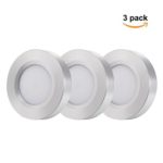 S&G Set of 3 Dimmable LED Under Cabinet Light Fixture 3W 3000K Warm White LED Puck Lights with UL-Listed Power Adapter for Closet Under Kitchen/ Counter Lighting (Surface & Recessed Mount)