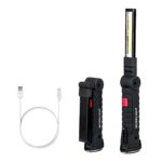 USB Rechargeable Work Light, Coquimbo COB Work Lights with Magnetic Base Ultra Bright LED Flashlight, Inspection Lamp for Car and Truck Repair,Home Using, Blackout and Emergency (Black,Collapsible)