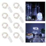 Relohas 8 Pack Fairy String Lights, 6.5ft 20 Leds Battery Powered Starry String Lights Silver Wire Lights LED Firefly Lights Rope Lights For DIY Home Party Decoration (Cool White)