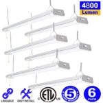 Linkable LED Shop Light 4ft 42W 5000K 4800LM Super Bright, cETLus Certified, Garage Lighting Fixture, with Pull Chain(ON/OFF) 5000K (6PK)