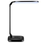 TomCare LED Desk Lamp with USB Charging Port 15W Dimmable Desk Lamp Flexible Table Lamps Office Lamp Reading Lamp 4 Lighting Modes 5-Level Brightness Touch Control Memory Function for Office Home