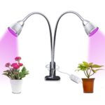 LIFU Dual Head LED Grow Lights – 2018 Upgrade Version 10W Desk Clip Grow Lamp 360° Flexible Gooseneck with Separate Control Switches Full Spectrum for Indoor Plants and Hydroponics