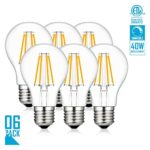 LED Light Bulbs, Haodude 4W Dimmable A19 E26 Base LED Bulbs,380lm, 360° Beam Angle, Warm White 2300K, LED Filament Bulbs 6pack