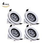 B-right Pack of 4 Units 3-inch 5W Recessed Dimmable LED Downlight, 5000K Cold White, 35° Beam Angle, 400lm, 35W Halogen Equivalent, with 110V Transformer (White)