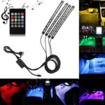 Car LED Strip Light, DLAND Multicolor Music Car Interior Lights with 4pcs 48 LEDS, Music LED Lighting Kit Underdash Lighting Kit with Sound Active Function and Wireless Remote Control. ( USB Port )