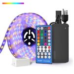 SUPERNIGHT 16.4ft 5050 RGBW Strip Light,(RGB+Warm White), IP67 Silicone Tube IP67 Waterproof RGBWW 300 LEDs Colorful LED Rope Lights +Remote Controller + 12V 5A Power Supply Adapter