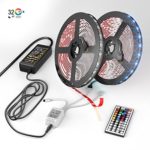 NEW 2018 LED Strip Lights Kit – 32.8ft (10M) 300 LEDs SMD 5050 RGB Light with 44 Key Remote Controller, Extra Adhesive 3M Tape, Flexible Changing Multi-Color Lighting Strips for TV, Room