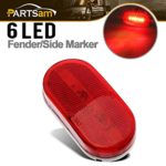 Partsam RED 6 Diode LED Clearance Side Marker Light w/ White Base For Boats RV