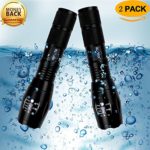 Tactical Flashlight , Waterproof LED Flashlights Outdoor Lighting Torch Portable Zoomable Home Emergency Adjustable Focus Power for Outdoor Camping Hiking Biking ( 2 Pack )