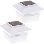 GreenLighting 2 Pack Solar Powered 18 Lumen 4 x 4 LED Fence Post Cap Lights for PVC Posts by (White)