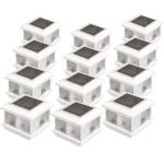 (12 Pack) GreenLighting Solar LED Post Cap Light for 5″ x 5″ PVC Posts w/ Wood Post Adapter (White)