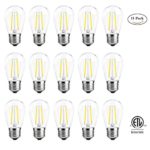 S14 LED Filament Bulbs 2W, Vintage Edison Led Light Bulbs ,20Watt Incandescent Bulb Equivalent, 2700K (Warm White), 200 lumens, Great For String Lights, Commercial Lighting, Patio, Wedding, 15 Pack