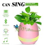 Music Flowerpot,Wireless Bluetooth Speaker Touch Plant Piano Music Playing Flowerpot and Smart Multi Color LED Light Round Plant Pots (whitout Plants)-QINUKER Pink