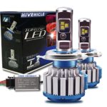 Hivehicle H4 LED Headlight Bulbs conversion kit Hi/Lo Beam-Cree Chips-7600Lm- 6000K -72W,Cool White,2 yr Warranty(T1 Series)