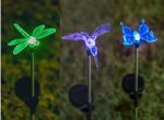 Grant Park 3-Piece Color Changing LED Solar Lights – Butterfly, Dragonfly & Hummingbird for Outdoor Landscape Yard Pathway Garden Flower Bed Lighting