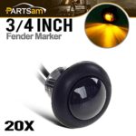 Partsam 20Pack 3/4 Inch Mount SMOKED LENS & Amber LED Clearance Markers, side marker lights, led marker lights, led side marker lights, led trailer marker lights, trailer marker light