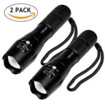 Refun A100 (2 PACK) High Powered Tactical Flashlight, Ultra Bright Handheld LED Flashlight, Portable Outdoor Water Resistant Torch with Adjustable Focus and 5 Light Modes for Camping Hiking