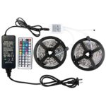 WenTop Led Light Strip Kit DC12V UL Listed Power Supply SMD 5050 32.8 Ft (10M) 300leds RGB Flexible Light Strip 30leds/m with 44 key Ir Controller Kitchen Cabinet, Bedroom,Sitting Room