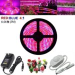 LED Plant Grow Strip Light with Power Adapter,Full Spectrum SMD 5050 Red Blue 4:1 Rope Light for Aquarium Greenhouse Hydroponic Pant Garden Flowers Veg Grow Light (2M)