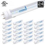 Hyperikon T8 T10 T12 LED 4FT Tube Light, 18W (40W-50W Equiv.), Ballast Bypass, Shatterproof, F48T8 Fluorescent Replacement, 2340 Lumens, 5000K, Clear, Garage, Warehouse – 24 Pack w/ LED Lamp Holders