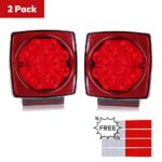 BougeRV 1 Pair Submersible Square Red White LED Stop Turn Tail License Brake Trailer Light kit Sealed 12V for Camper Truck RV Boat Snowmobile